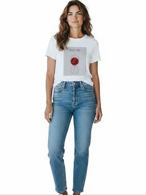Reserved Eco Aware NEW With Tags Wine Time White T Shirt XL Cotton Graphic Tee